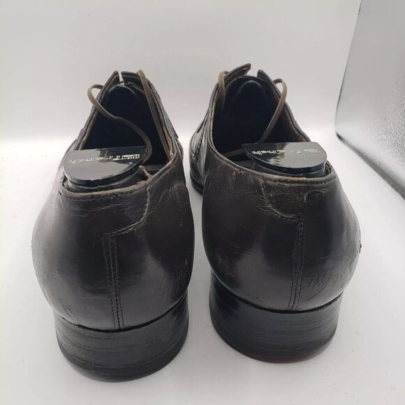 Vintage US9 Handmade Men's Brown Leather Split Toe Lace Up Derby Dress Shoes - Picture 6 of 7